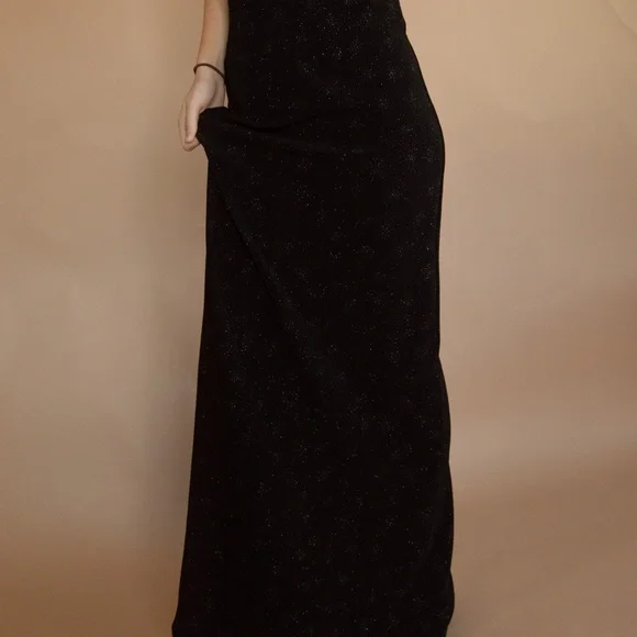 90s Starburst Glitter Halter Evening Gown - Picture 4 of 16